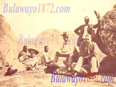 Cecil John Rhodes (seated on the far right) with colleagues at the Matopos "World View", where he was eventually buried: the hill locally known as Malindidzimu